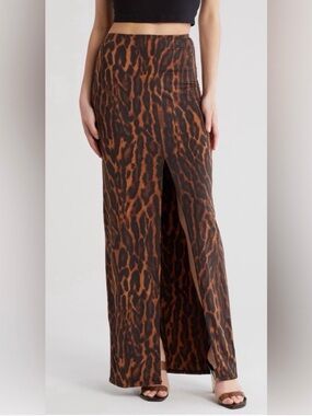 AFRM Leopard Print Maxi Skirt w/ Slit